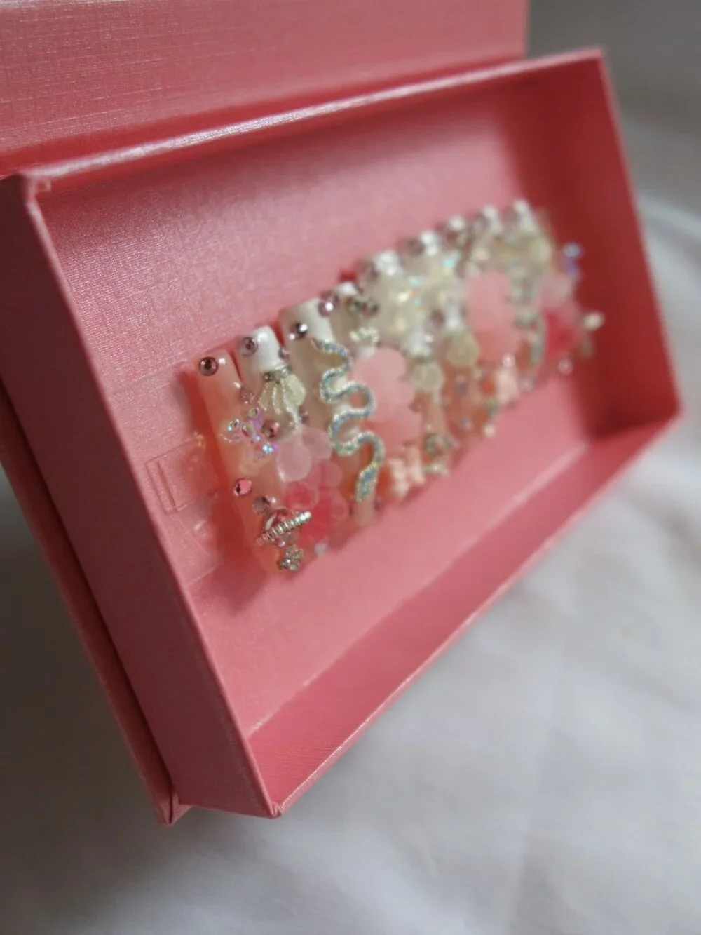 LovFul Press on Nails Marshmallo Gummy Bear Square Lux Diamond Nails in Box